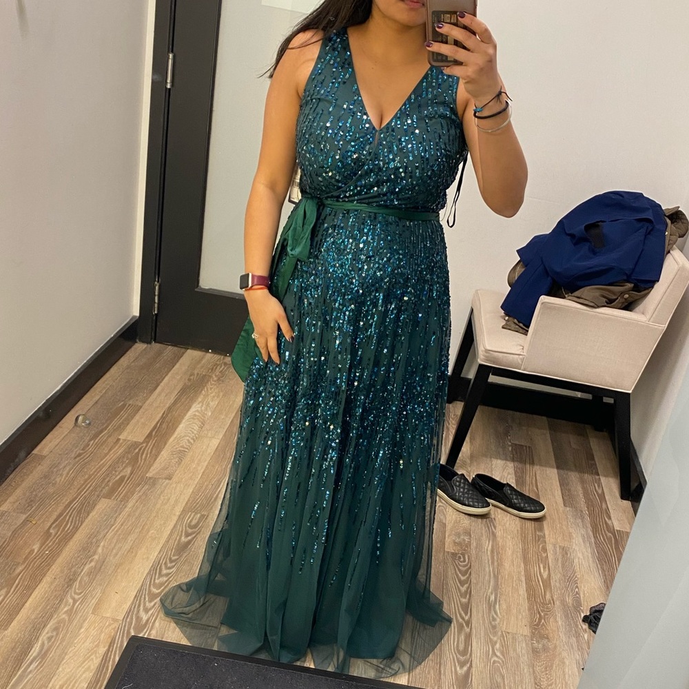 Adrianna Papell Emerald green gown dress - Picture 3 of 3